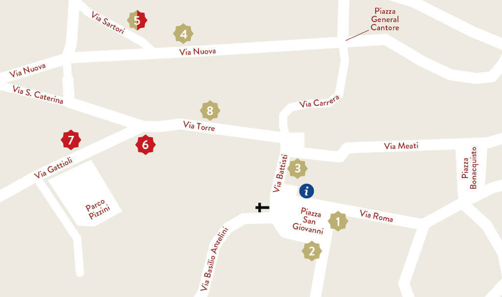 Mappa del centro storico di Ala durante il Natale